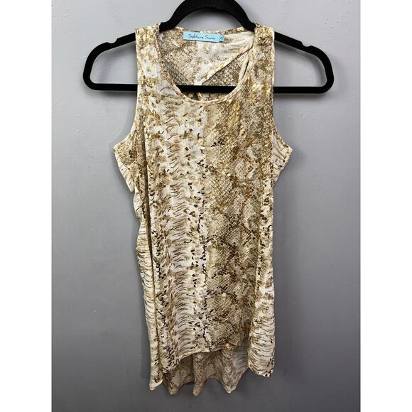 Solitaire Swim Sheer Cover-up‎ Dress Womens Small Snake Animal Print Gold - Picture 1 of 7